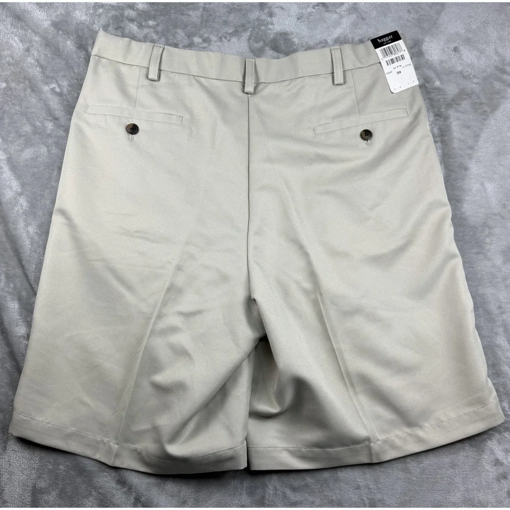 Haggar Cool 18 Pro Shorts Men 36 Pleated Expandable Waist 4-Way Stretch NWT